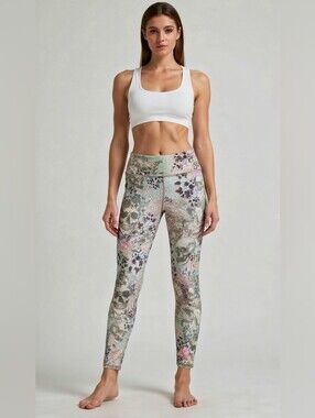 Boho Tribal Skull Print Floral Leggings By Evolution & Creation 25" Inseam